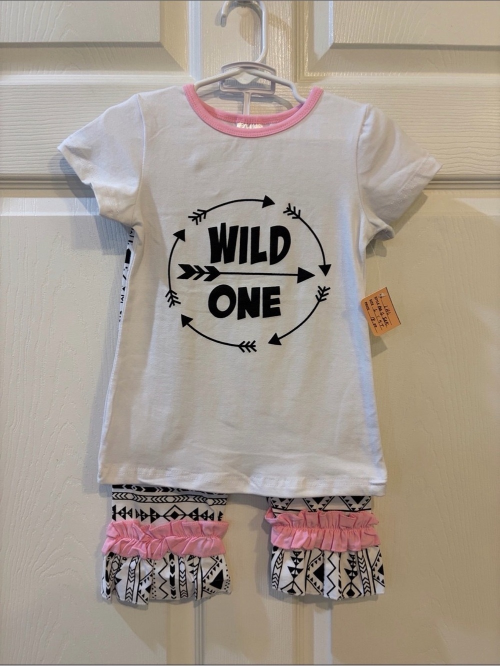 Girls White & Pink 'Wild One' Matching Set